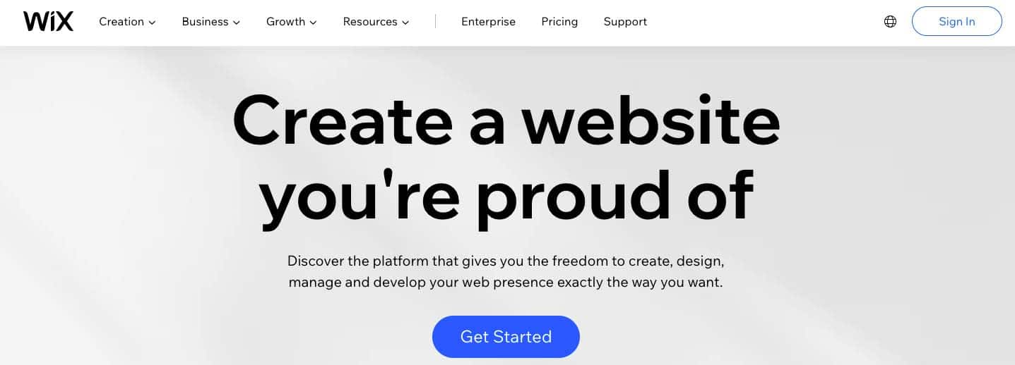 Wix homepage for Best Blogging Platforms