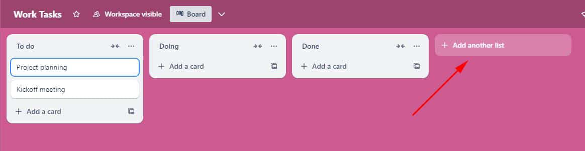 Add list Trello