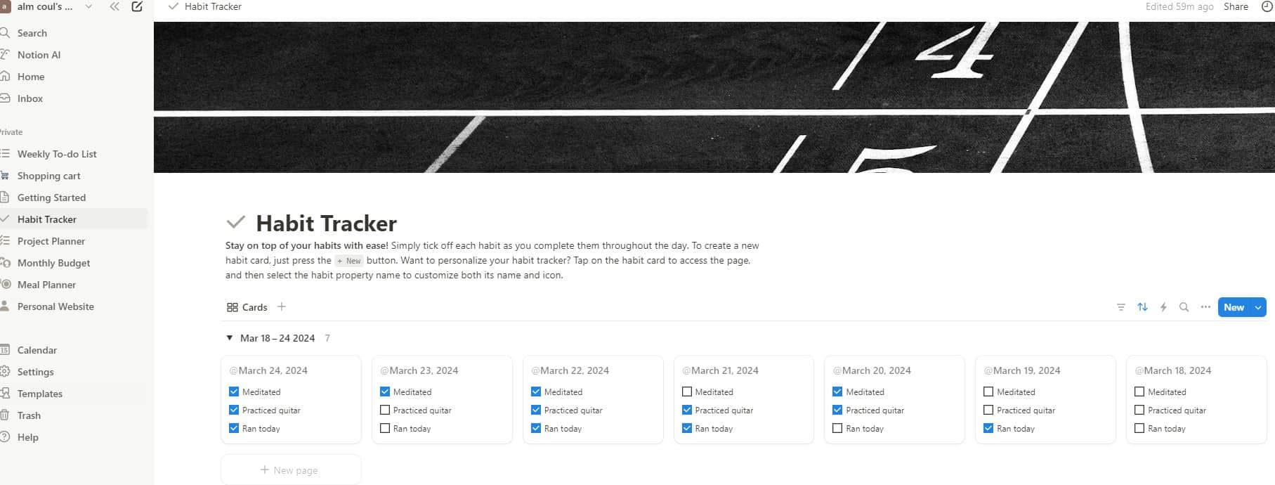 Notion: Habit Tracking
