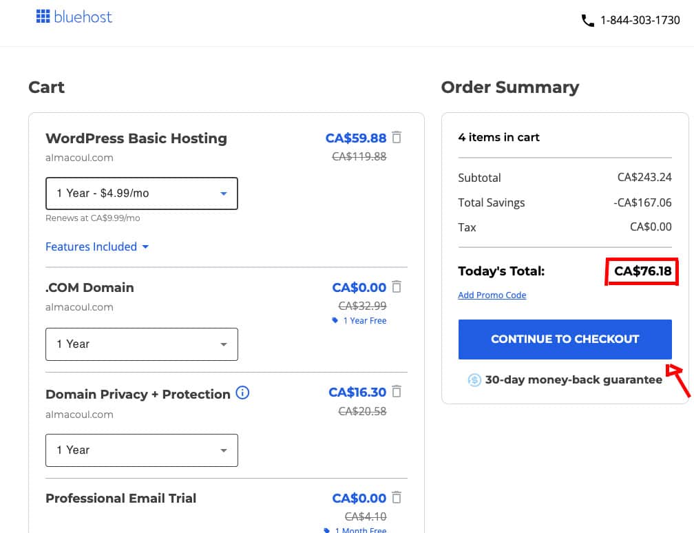 bluehost wordpress plan