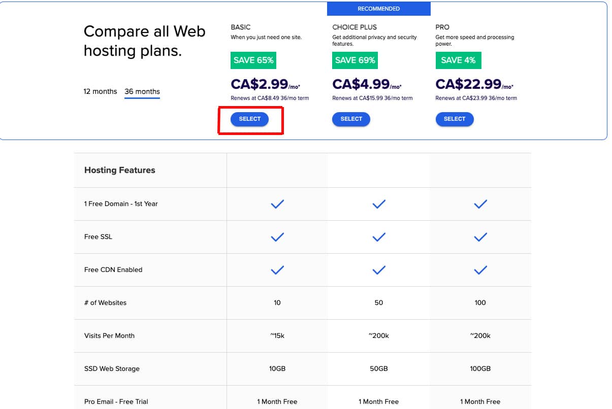 Bluehost hosting plans