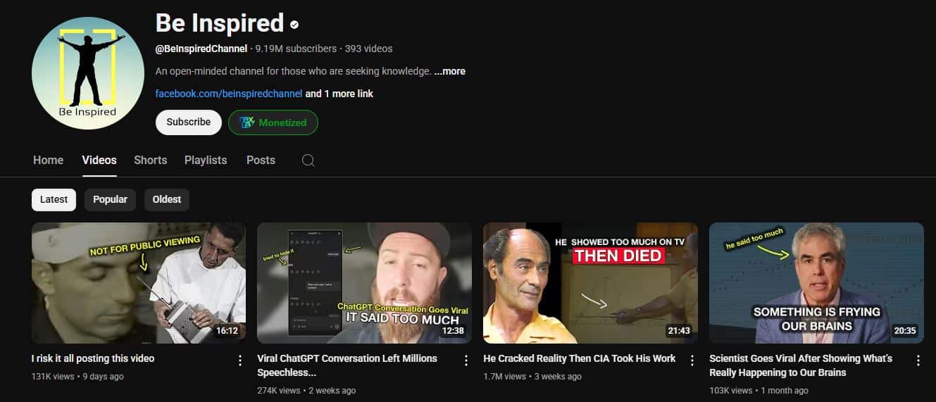 YouTube Channel : Be Inspired