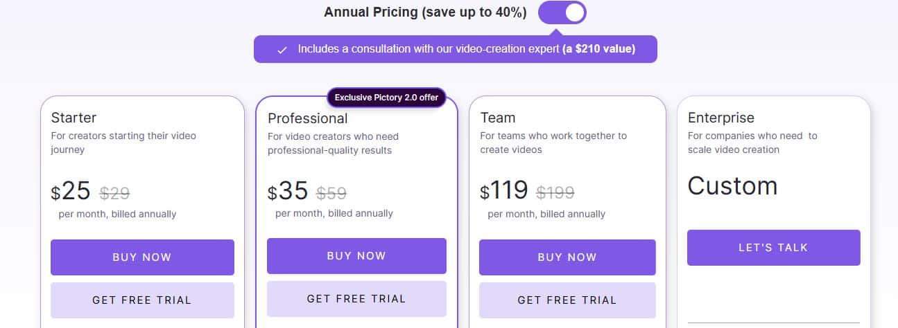 Pictory AI Review - Pricing